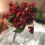 布花ブーケ　紅い蕾ばら（シルク）と小花