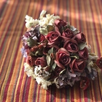 布花ブーケ　エンジの蕾ばらと紫陽花と蘭
