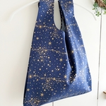 【選べるレジ袋型バッグ】星空　ネイビー×ゴールド