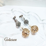 金 銀 パール の ころん と 可愛い イヤリング／ピアス