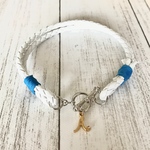  【お客様別注品】ホワイトの2連本革ネックレス＊イニシャル付き