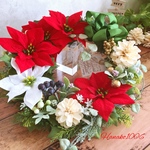 K様ご注文のお品です♡クリスマスリース*華やかポインセチア