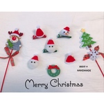送料無料＊手編みのクリスマスブローチ&ヘアクリップ