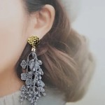 送料無料★レースタッセル×メタル　蝶バネイヤリング/ピアス　送料無料✨
