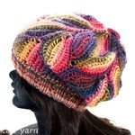リーフ模様のニットキャップ red&yellow