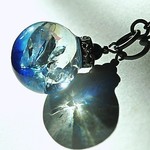 [銀花の蜜結晶] 水晶とターコイズの水滴球体ネックレス