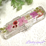 ＊押し花印鑑ケース＊可愛い小花たち ピンクの紫陽花