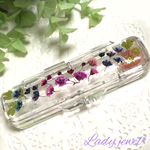 再販＊押し花印鑑ケース＊可愛い小花たち(ブルーピンクグラデーションのかすみ草)  