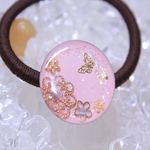 お花と蝶々のヘアゴム★ブルー・ピンク