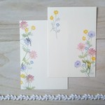 消しゴム版画「ポストカード（きくの花）」