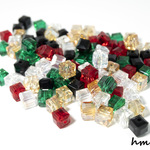 7mm キューブ型ガラスビーズ×20PCS 全5色 アクセサリーパーツ