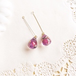 花しずくのシンプルピアス      パープル