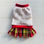 レースニット×イエローチェックスカート/アイボリー