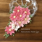 new二色秋桜＆蝶のコサージュ　■受注×