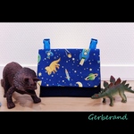 宇宙⭐️恐竜🦕　ブルー 移動ポケット 男の子 入学 入園 幼稚園グッズ 小学生グッズ クリップ付き 再販3