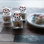 ミニチュア スノーマンガラスポットのおすそわけパステルシュガーキャンディのガラスポット