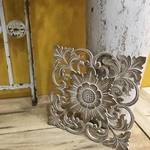 再販！！　MDF　壁飾り　 木彫り　ウォールデコレーション　アンティーク調　カフェ雑貨　フレンチ　ウッド 四角 　S