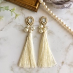 オパールビジュー  ロングタッセル  ピアス　イヤリング