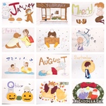 【年内期間限定＊】ポストカード12枚組＊2019 月毎イラスト