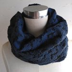 １重巻き透かし＆もこもこ刺繍織りネイビースヌード