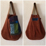 パッチワークの大きなポケットの付いた肩掛けbag