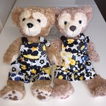 黒青黄色の花柄ハーフサロペット★ぬいぐるみ手作り服
