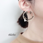 chiicha BIGスマイルラインストーンピアス