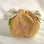 きゅっとぷち袋  リボン刺繍×北欧柄【Mサイズ】