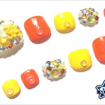 ペディキュアネイルチップ(フットネイル)－ビジューネイル・Sunflower yellow－