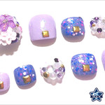 ペディキュアネイルチップ(フットネイル・小さい爪)－ビジューネイル・Lavender－