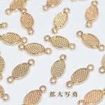 送料無料 200個 チェーンパーツ 2カン付大きいオーバル【200ヶ】ゴールド M1180