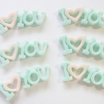 6個セット　プラパーツ・I-LOVE-YOU　-858　グリーン　半立体