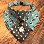 犬・猫の首輪　29～32　cocoちゃんネクタイチョーカーNEO　フレブル・星・ライトブルー・スマイル