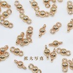 送料無料 200個 チェーンパーツ 2カン付ボール【200ヶ】ゴールド M1184
