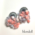 ぽんぽんピアス❁⃘イヤリング グレー&ピンク