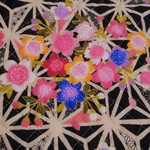 キルティング☆和柄桜柄麻の葉柄♪豪華金彩☆黒系