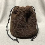 巾着バッグ ボア ブラウン
