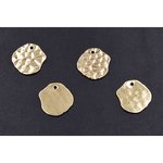 送料無料 30個 メタルパーツ プレート 模様入り不規則 1穴 15×16mm ゴールド【30ヶ】 M1418