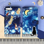 銀河ねこの星空オーケストラ【手帳型＊冬】◆iPhone8/X対応済◆