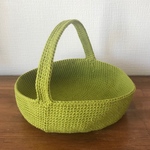 【m様専用オーダー品】手編みかご＊ワンハンドル＊グリーン