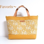 ～Favoris～リバティ:[姫路レザー持ち手]キルティングカペル×8号帆布トートバッグ(sale)