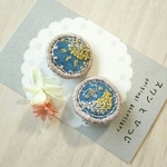 手刺繍イヤリング★太陽と月🌛☀