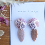 【一点物】purple &  leaf   刺繍 ピアス /イヤリング