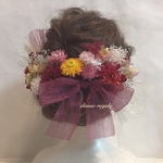 【usajoi様 専用出品】セミオーダー wine red mustard pink beige gold tulle ribbon ヘッドドレス