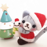 【ｐ様ご予約品】サンタアメショー猫ちゃんと雪だるまのクリスマス 　羊毛フェルト