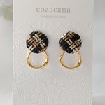 チェック柄カボションの2wayイヤリング