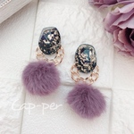 パープルファーキラキラピアス/イヤリング