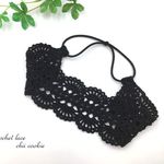 【broderie10様専用ページ】レース編みカチューム *幅広タイプ (黒）