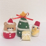羊毛フェルト クリスマス  くまサンタ