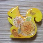 ◇200　🍊レモネード　リスと文鳥のブローチ